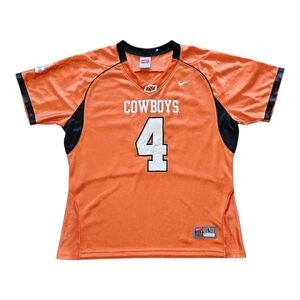 Nike NWT Oklahoma State  Cowboys #4 Jersey, Shirt Top V-neck Girls/Junior L
